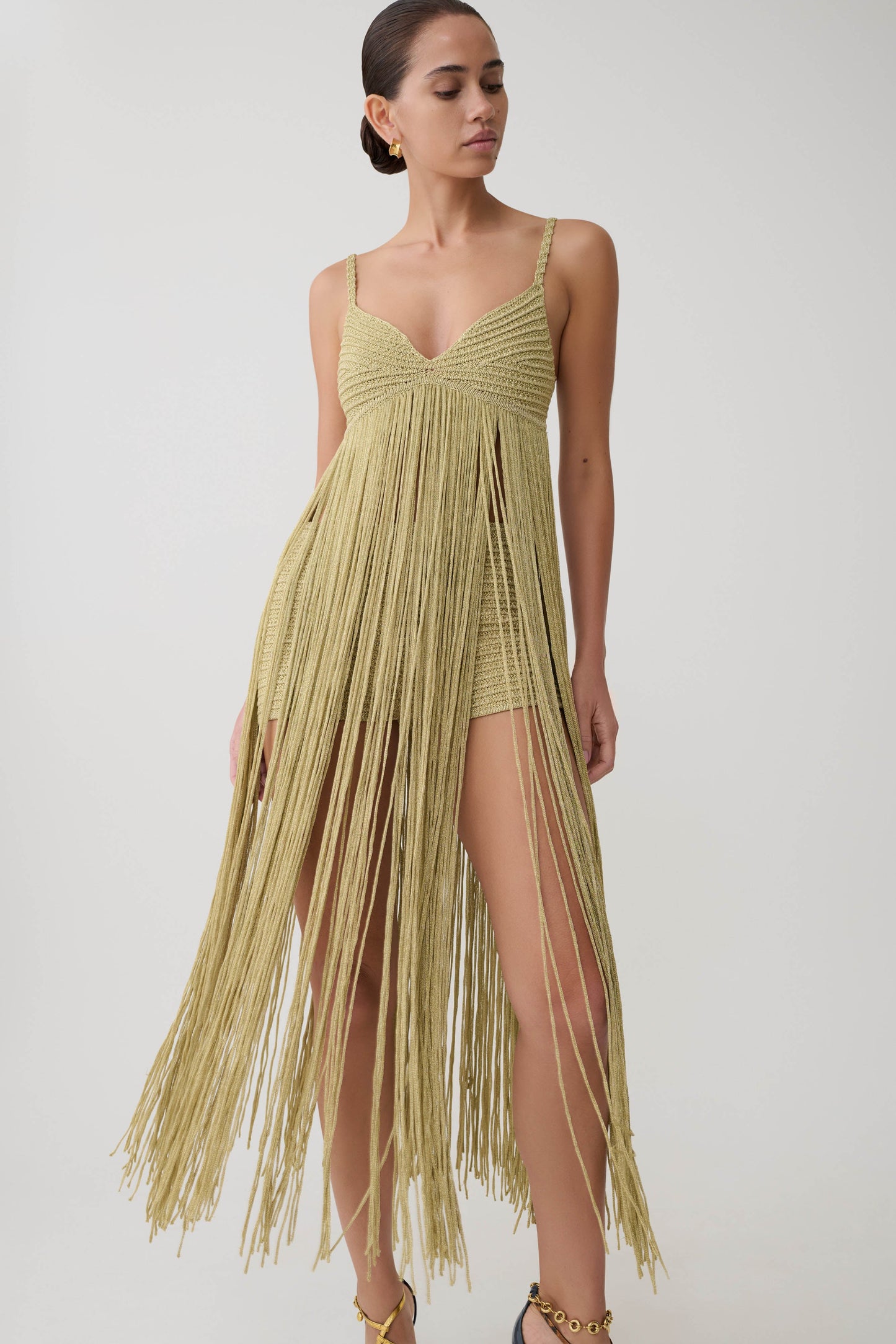Lurex Crochet Maxi Dress - Gold