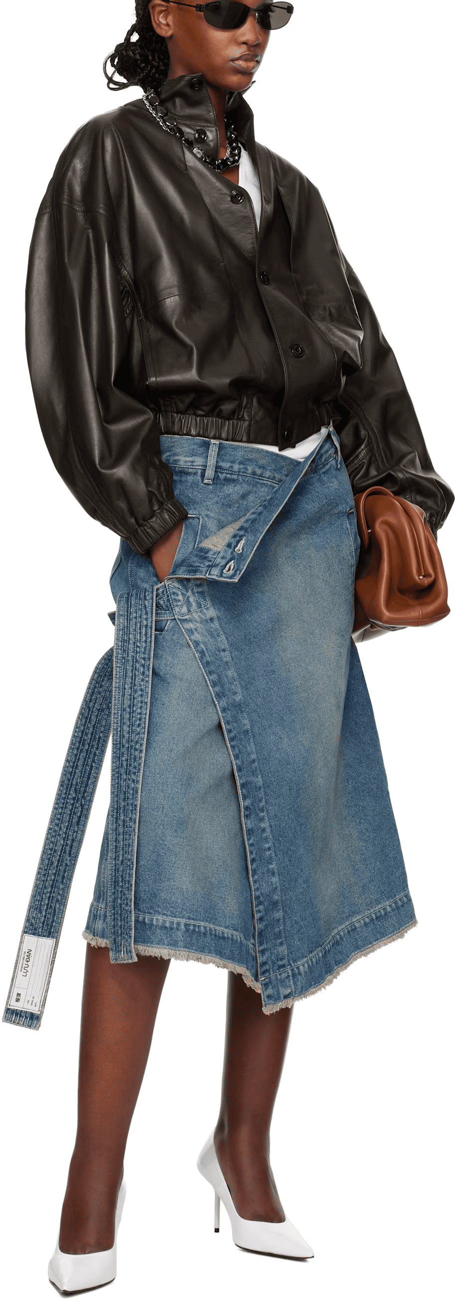 Blue Apron Denim Midi Skirt