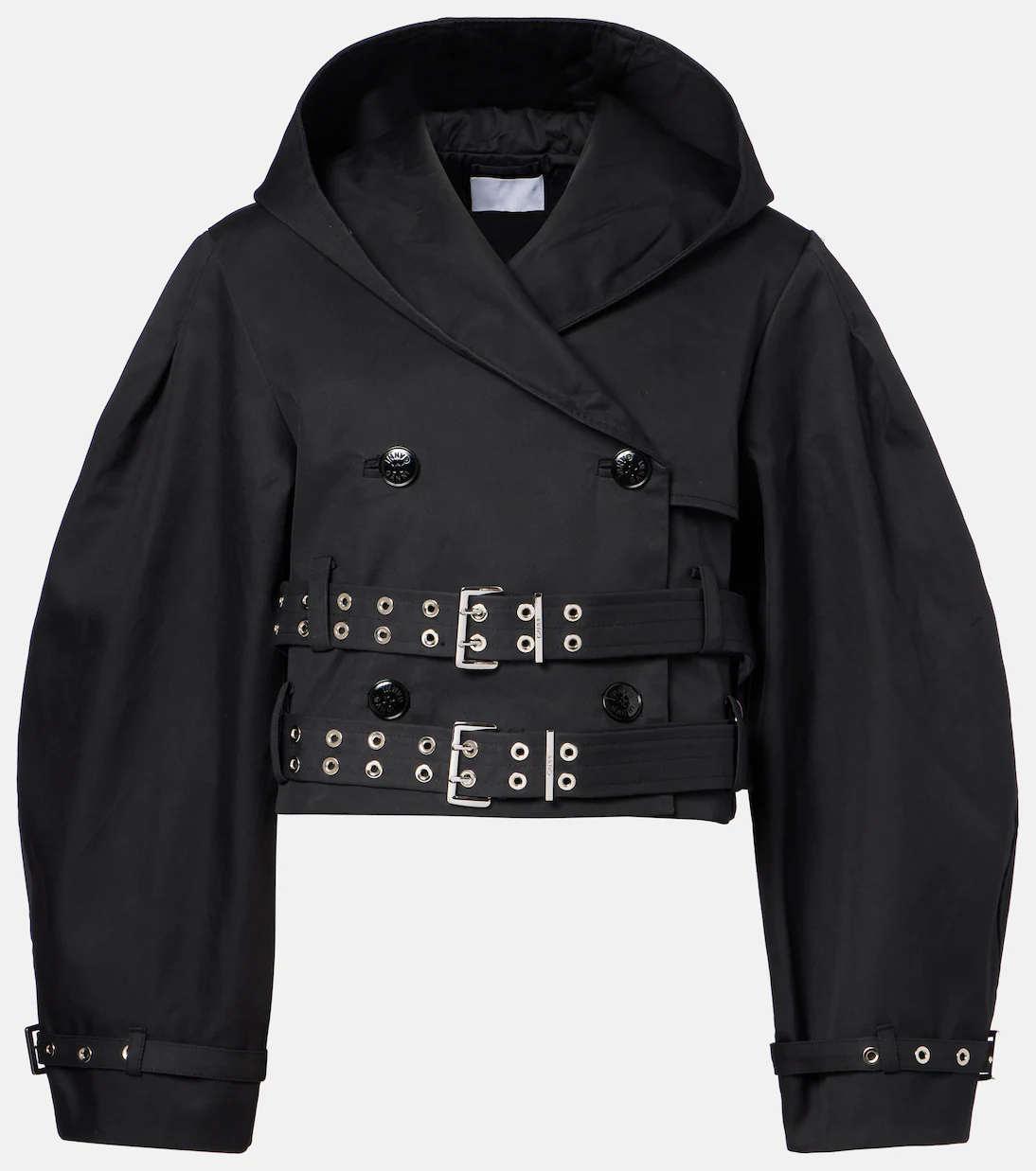 Belted cropped cotton jacket