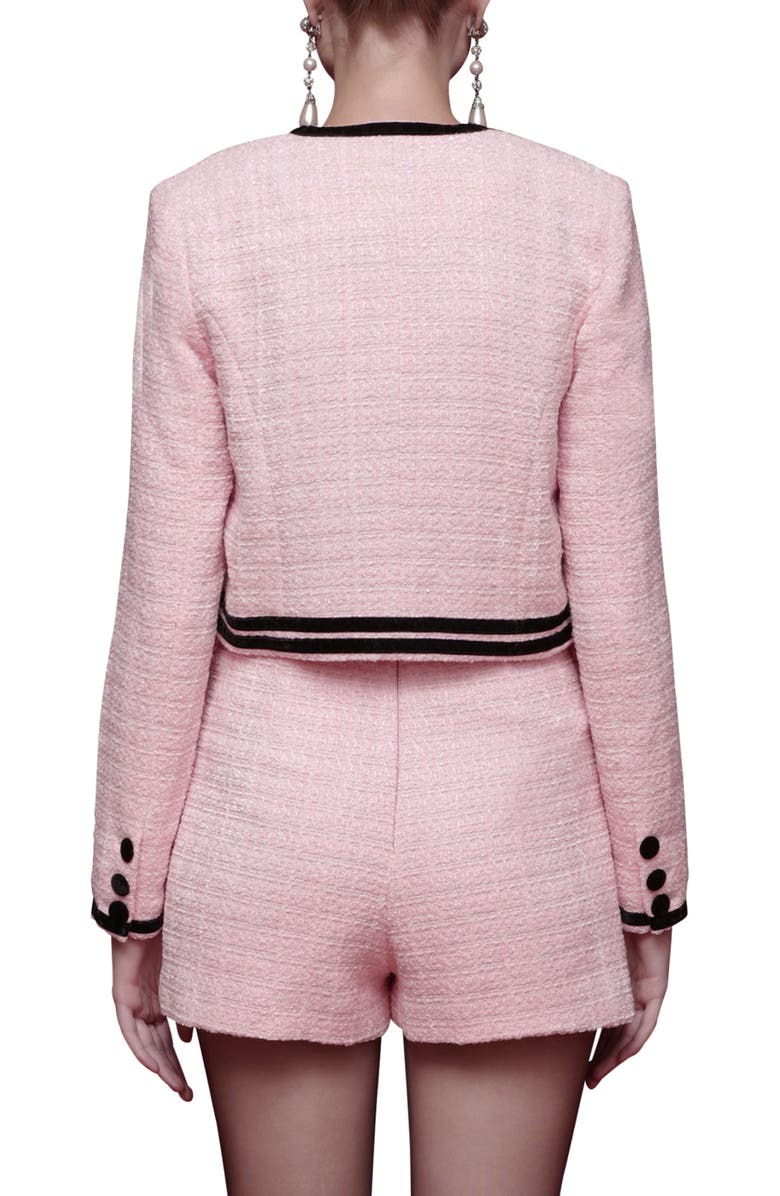 Tweed Crop Bow Trim Jacket+Tweed Skort