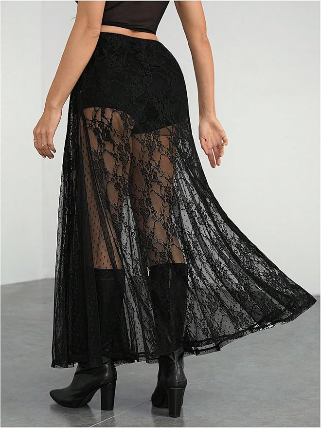 Sheer Lace Maxi Skirt