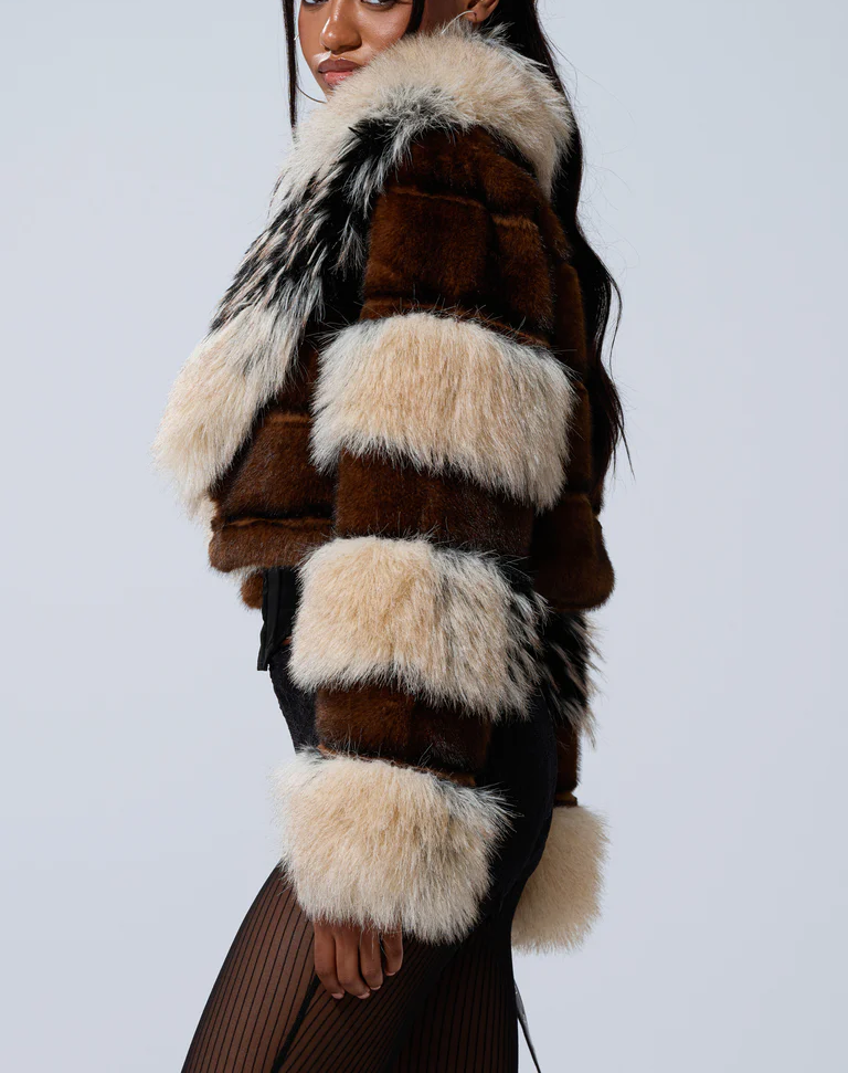 Cropped faux fur jacket