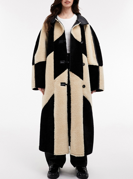 Leather-Lined Wool Long Coat