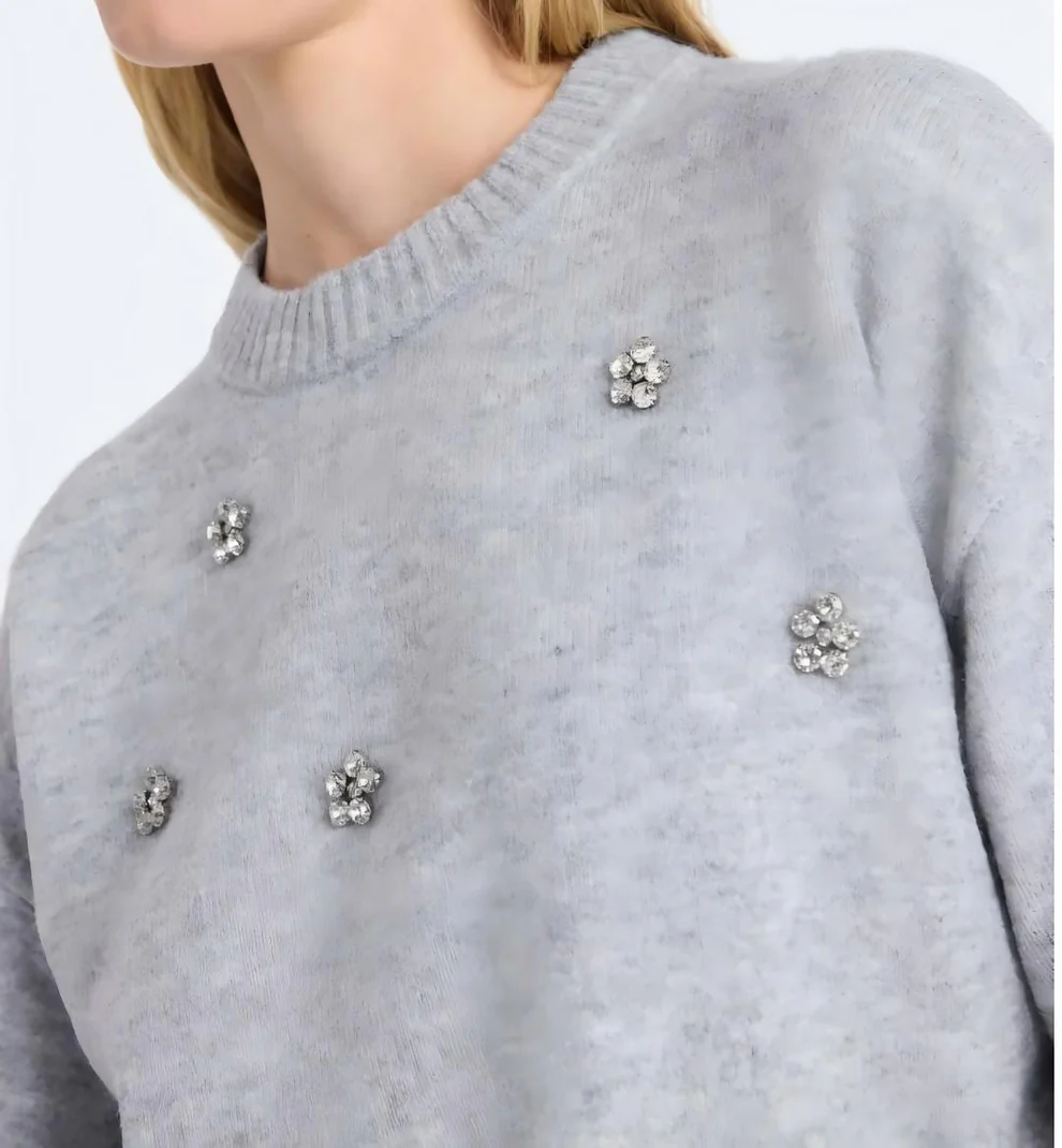 Crystal-embellished sweater dress set