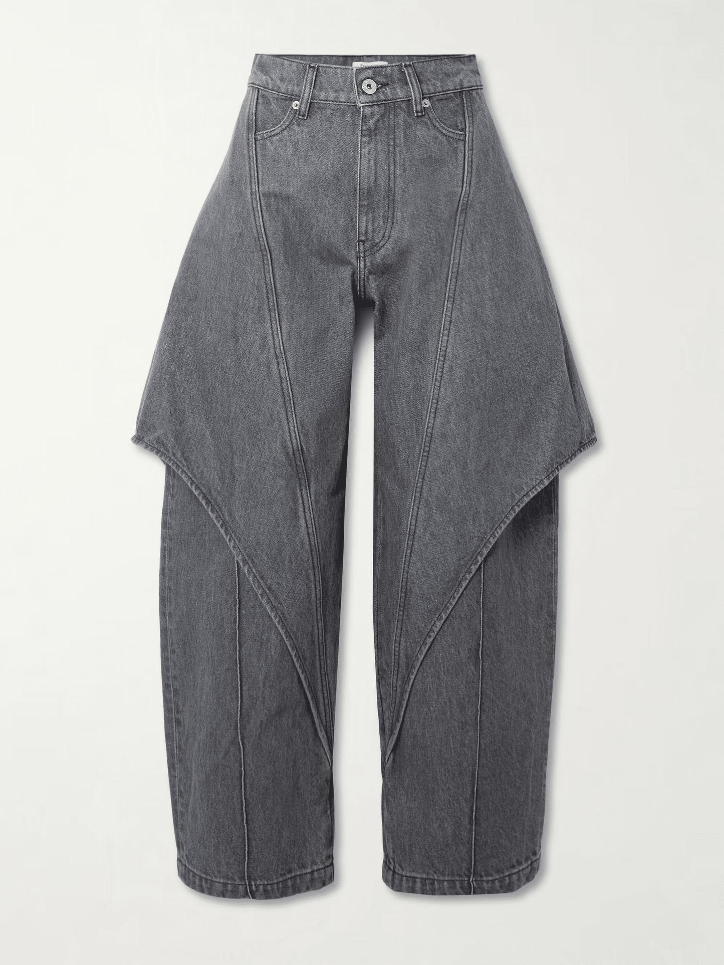 Paneled high-rise barrel-leg jeans