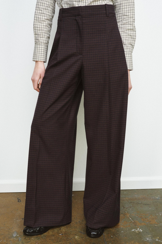 Plaid pleated pants