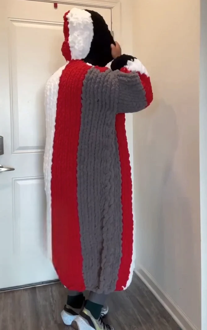 Knit hooded coat