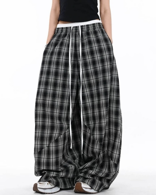 Plaid Wide Leg Pants