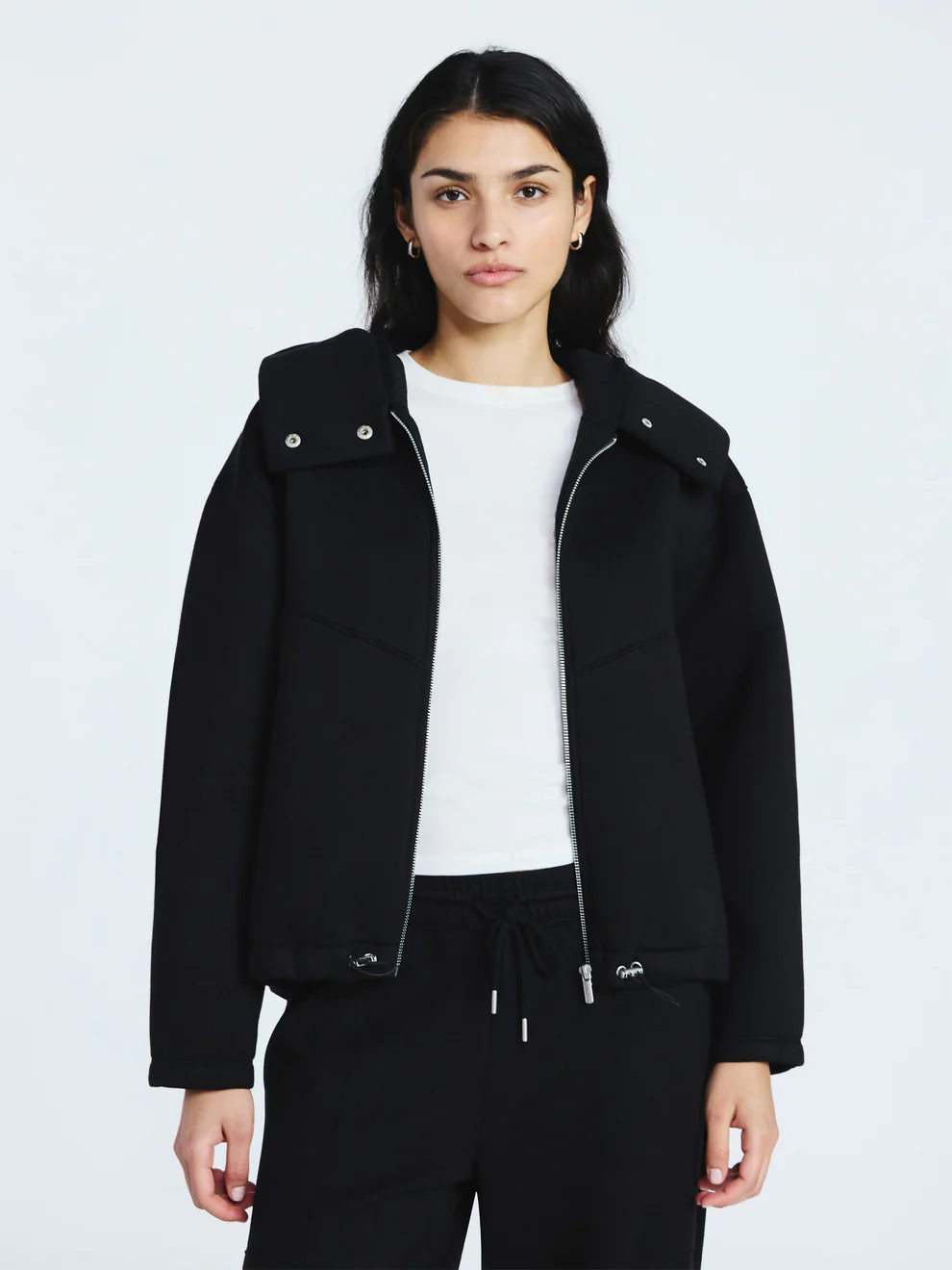 Fleece hooded oversized jacket