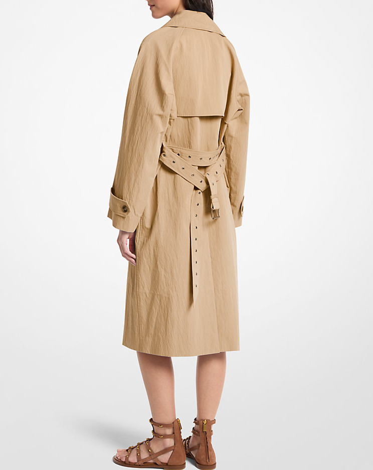 Oversized Washed Cotton and Nylon Trench Coat