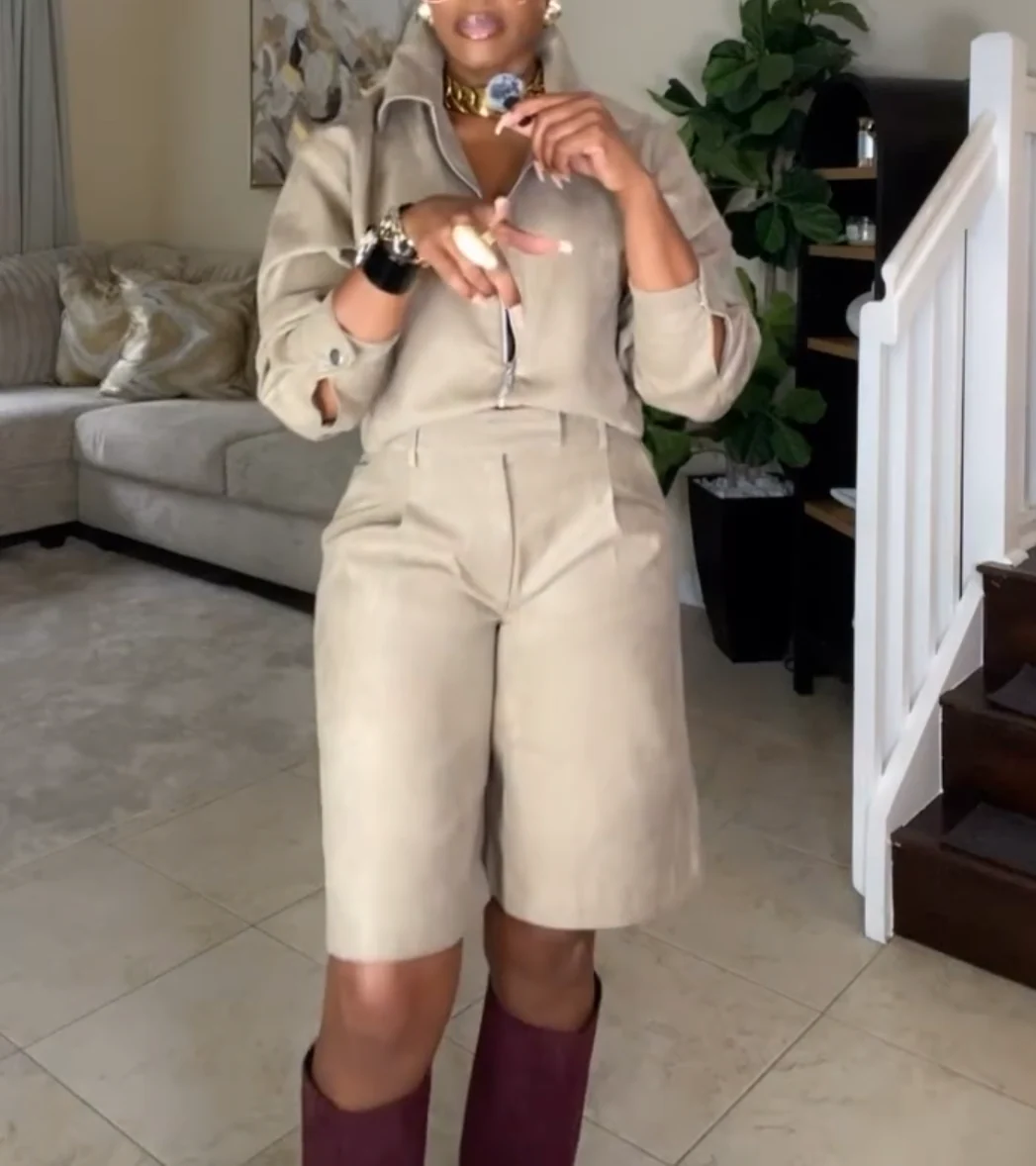 Casual Cardigan and Shorts Set