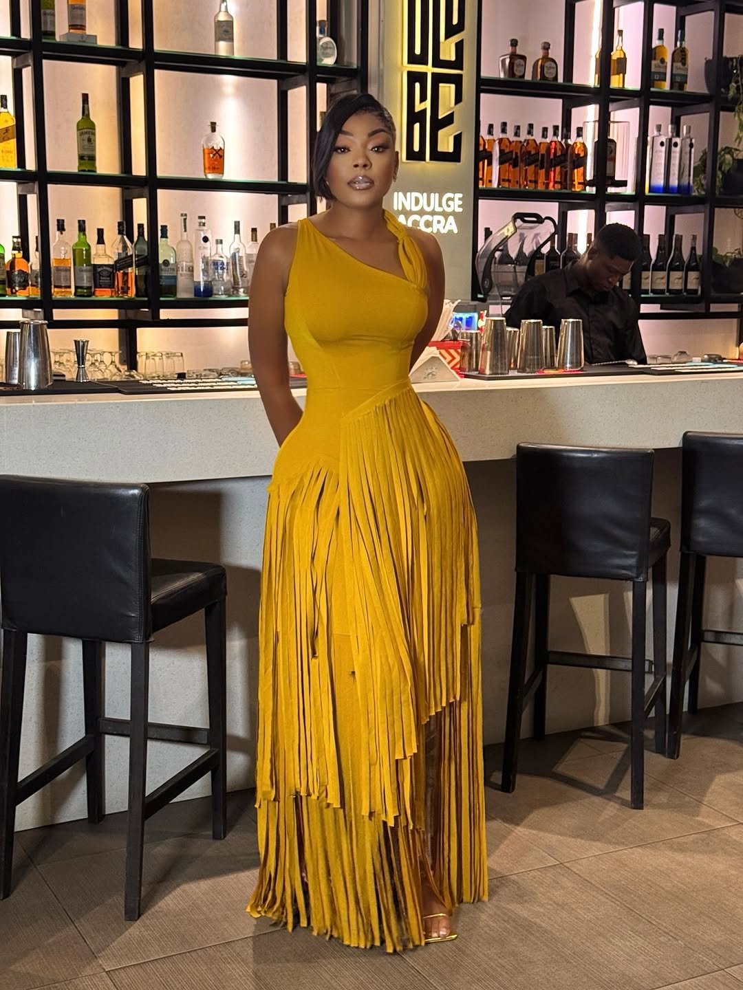 Strapless Fringe Maxi Dress