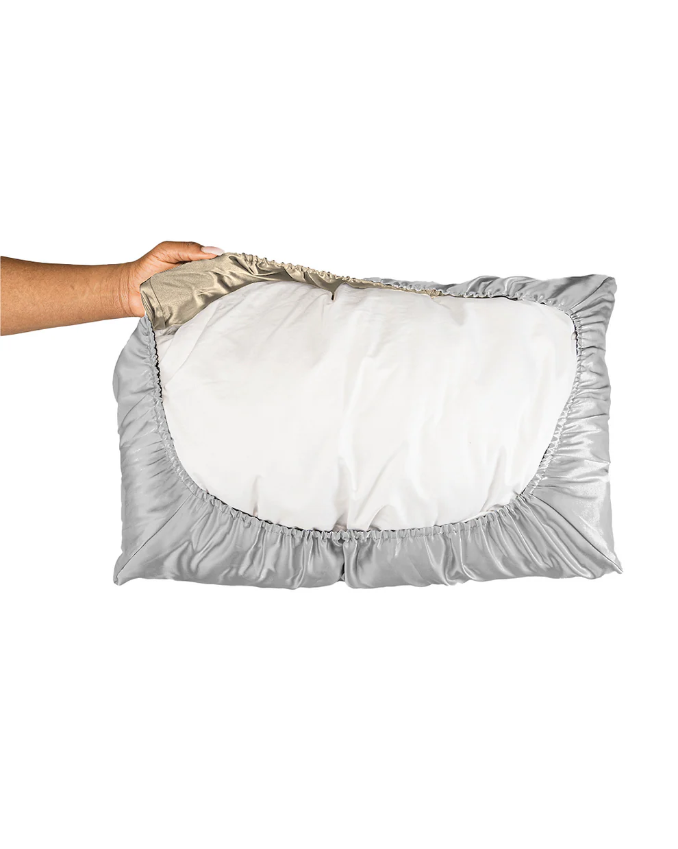 Double-sided satin sleeping cap and pillowcase