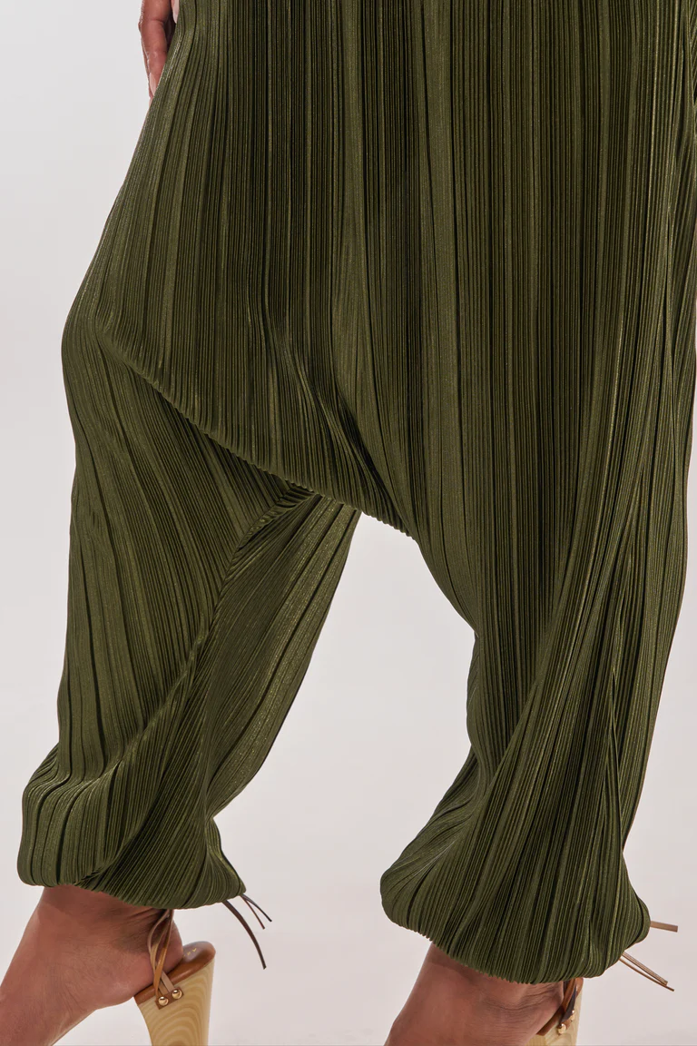 Olive green low-rise jumpsuit