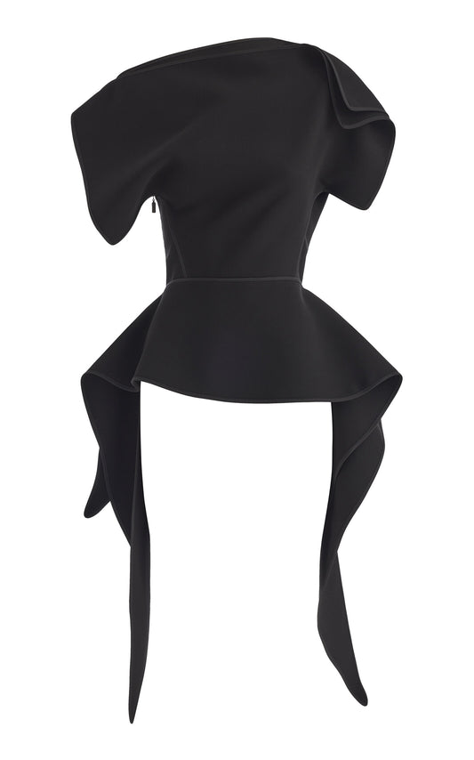 Draped Bonded-Crepe Top+Tassel Trousers