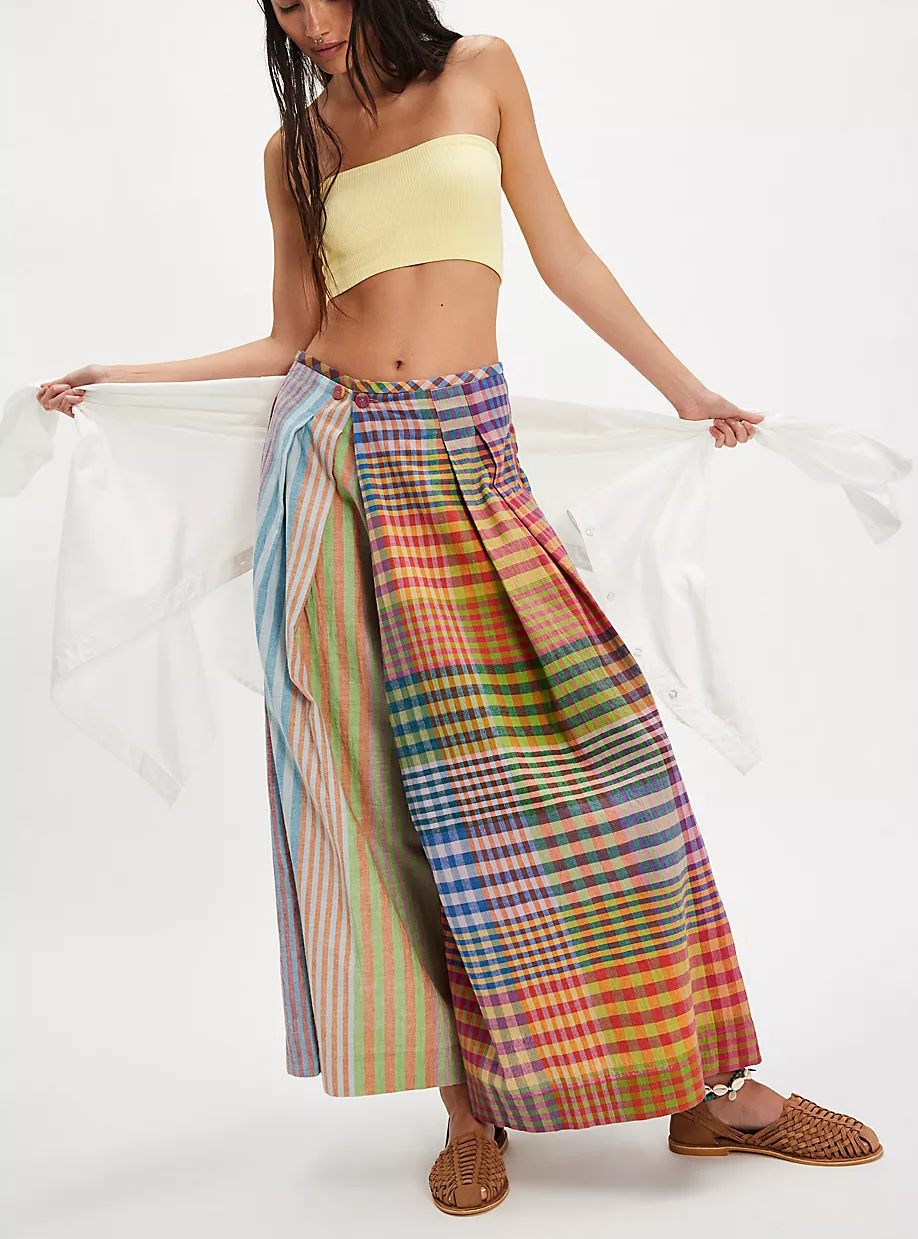 Colorful Checkered Wide-Leg Pants