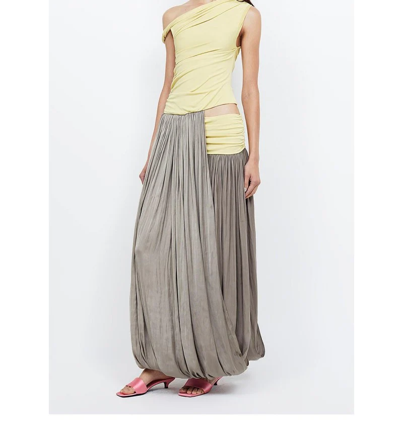 Asymmetric shoulder maxi dress