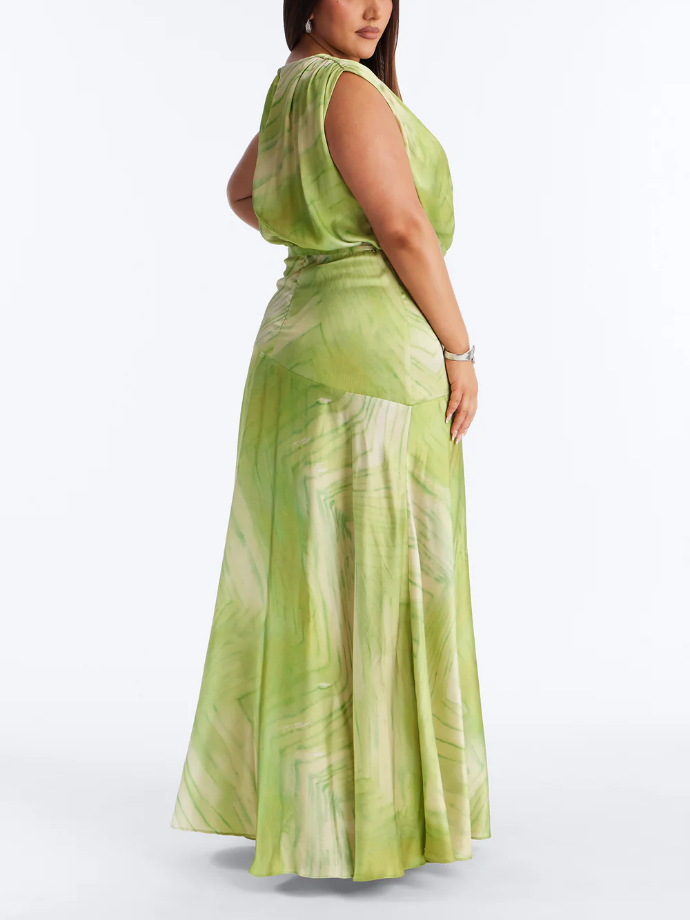 Green Satin Maxi Dress