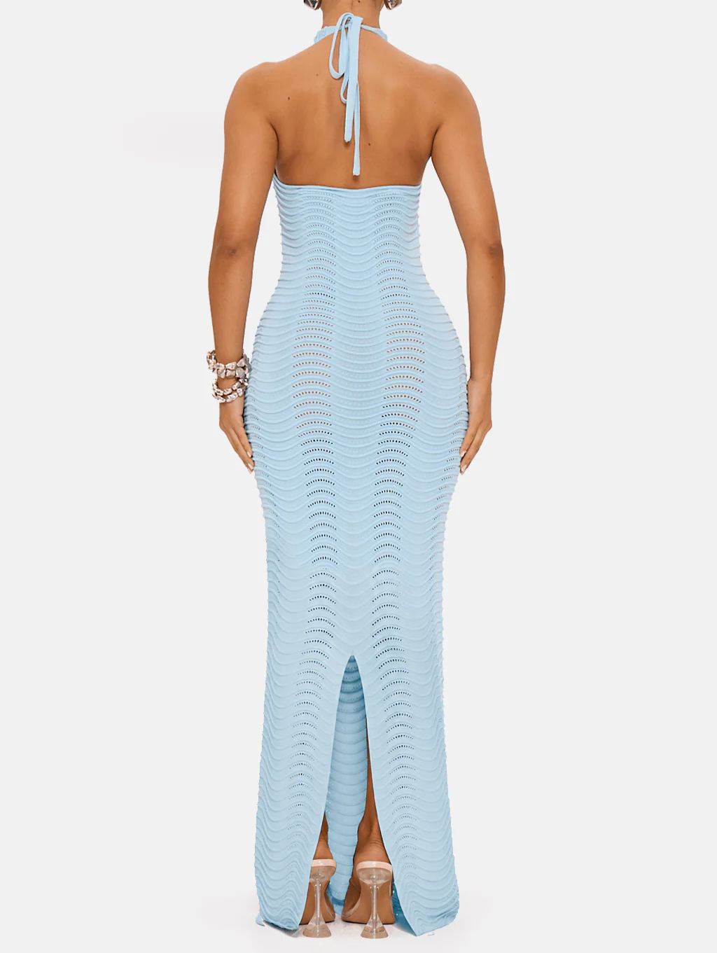 KNITTED HALTERNECK MAXI DRESS