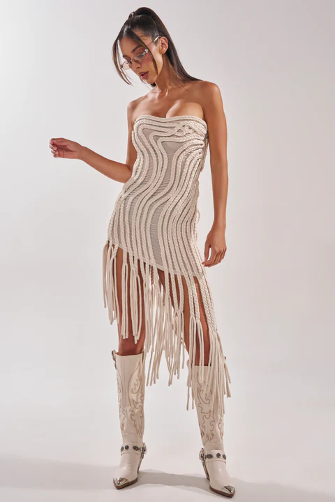 PLACE BRAIDED MIDI DRESS