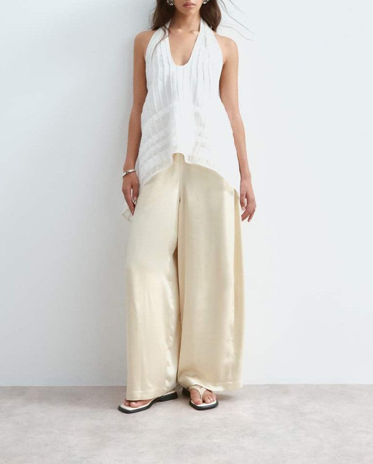 Scoop neck organza halter trapeze top