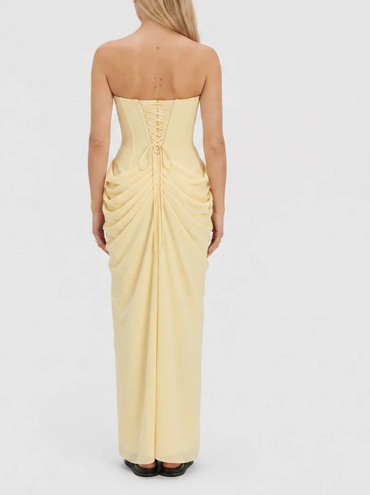 Strapless Side Split Maxi Dress