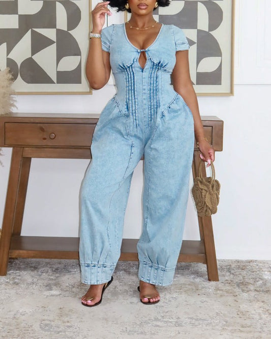 Signature Denim Battel Jumpsuit