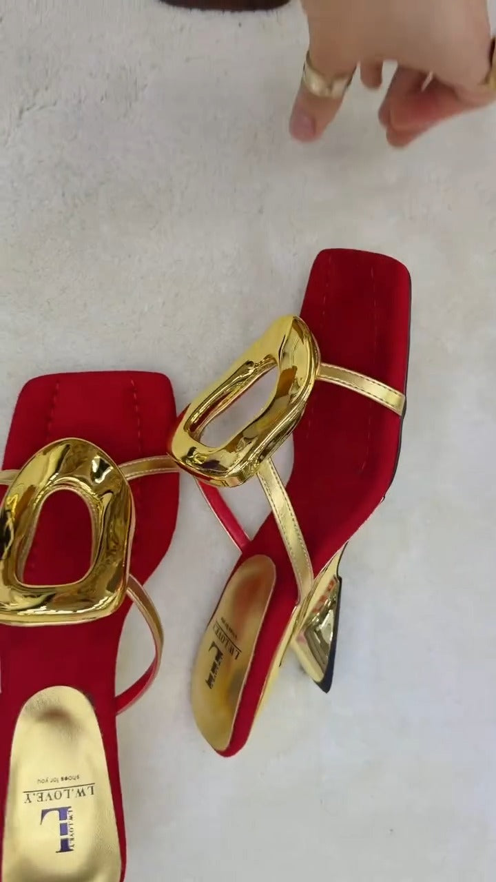 Square Thick Heel Thong Sandals