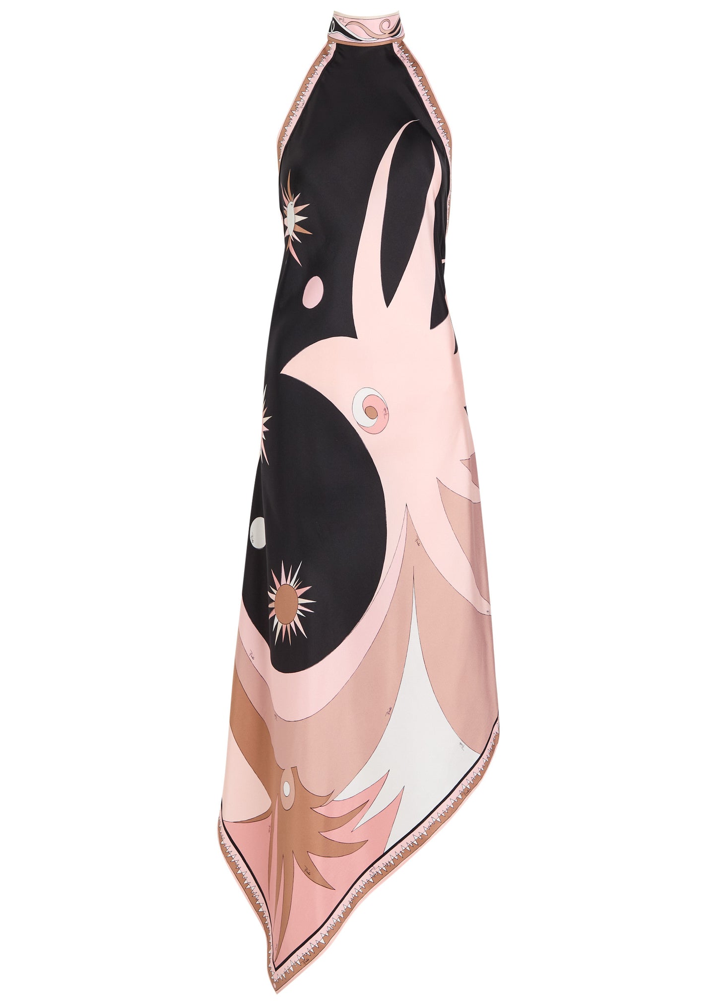 Printed silk-twill midi dress