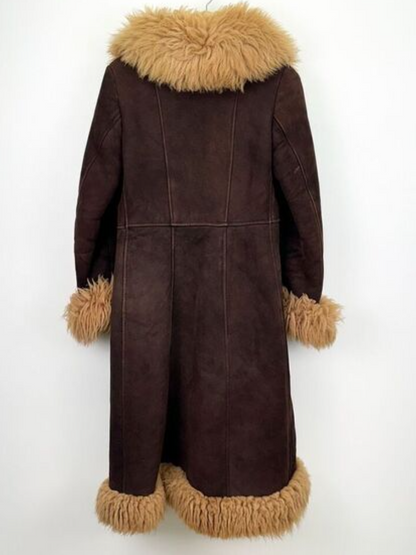 Vintage Suede Faux Fur Collar Coat