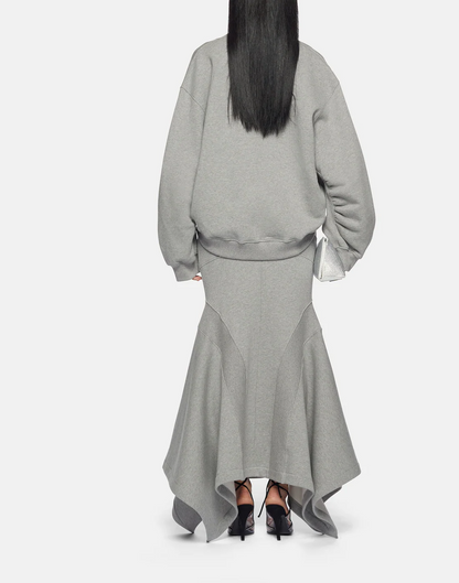Solid Color V-Neck Top Hip Skirt Set