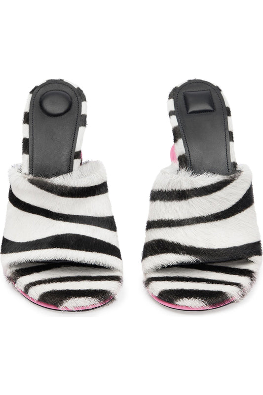 Zebra Print Calf Hair Slide Sandal