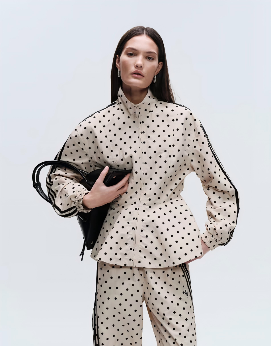 Polka dot pattern sports jacket set