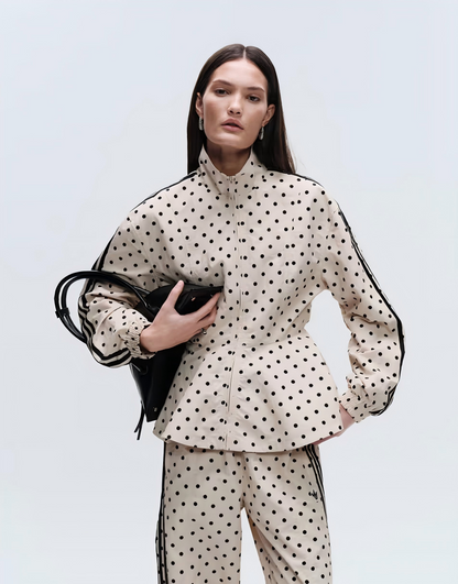 Polka dot pattern sports jacket set