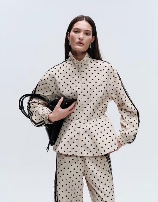 Polka dot pattern sports jacket set