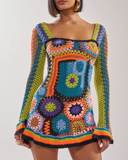 Colorful Knit Mini Dress