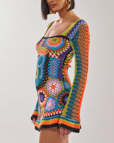 Colorful Knit Mini Dress
