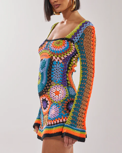 Colorful Knit Mini Dress