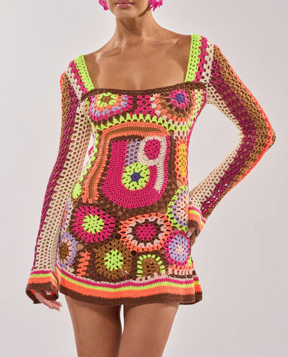 Colorful Knit Mini Dress