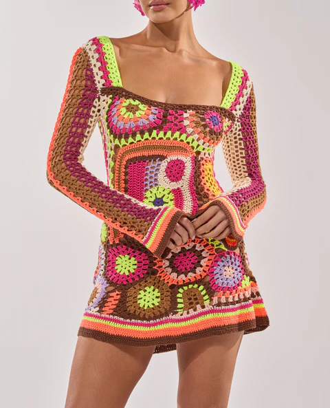 Colorful Knit Mini Dress