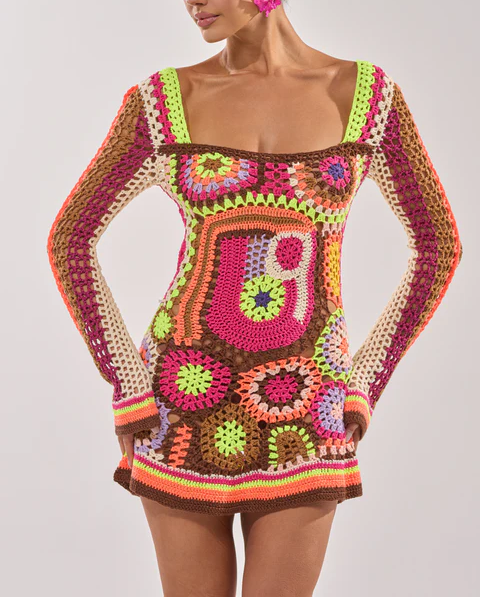 Colorful Knit Mini Dress