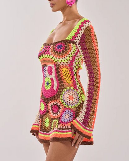 Colorful Knit Mini Dress