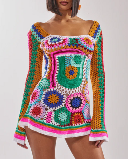 Colorful Knit Mini Dress