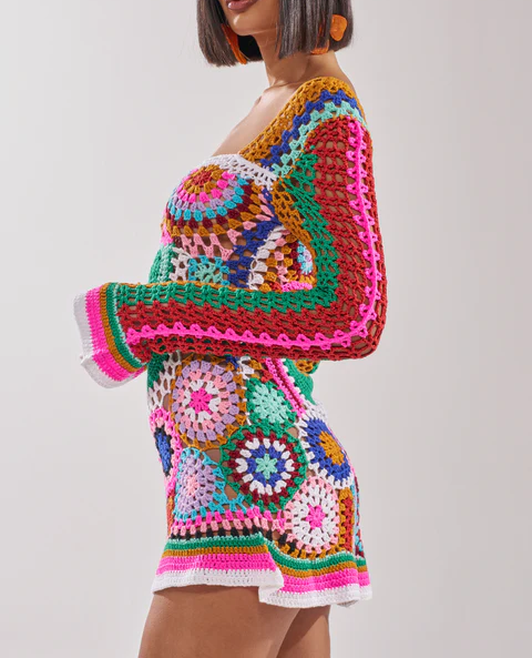 Colorful Knit Mini Dress