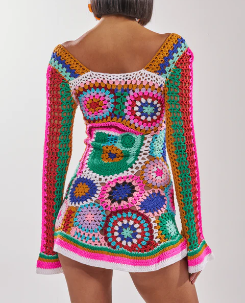 Colorful Knit Mini Dress