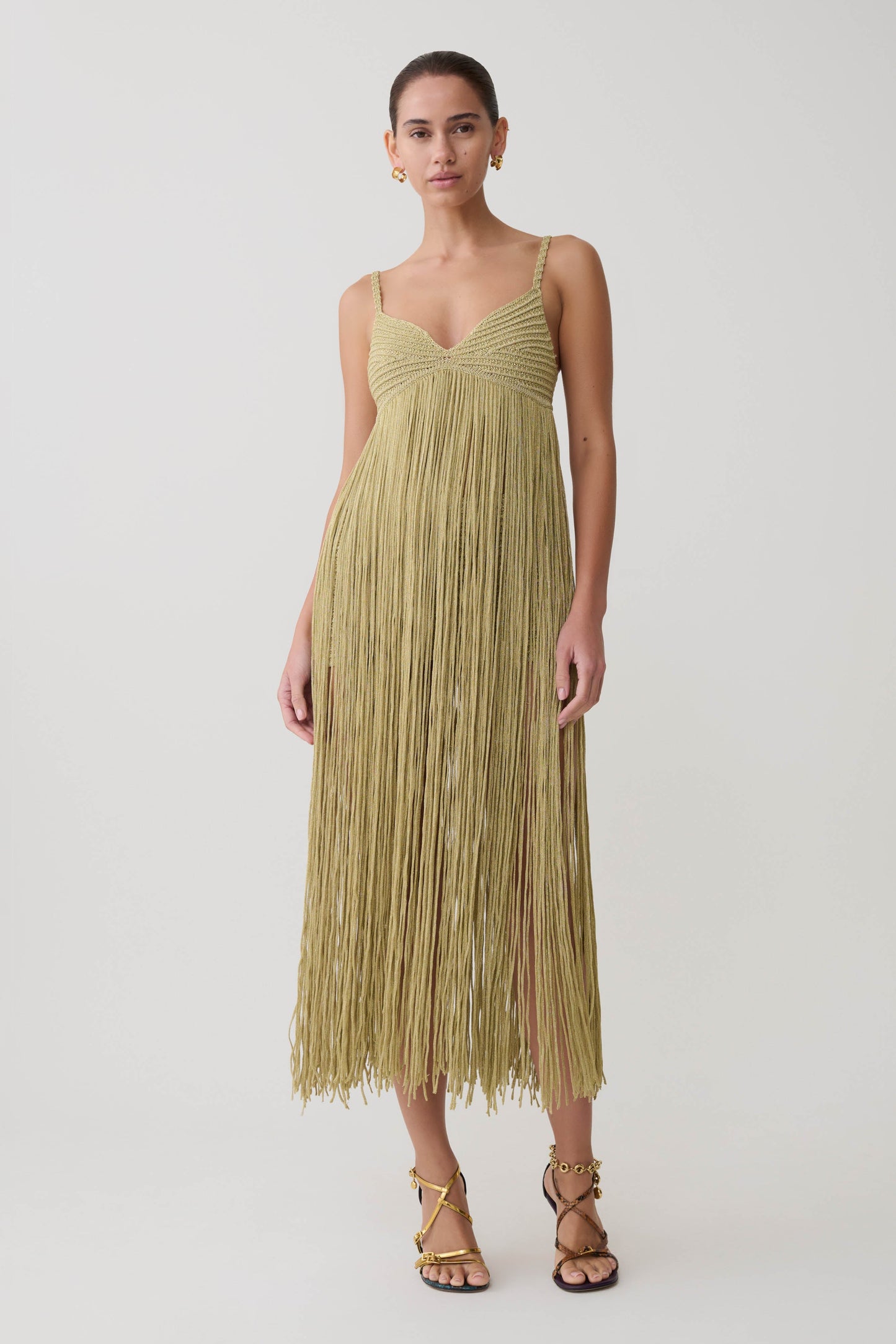 Lurex Crochet Maxi Dress - Gold