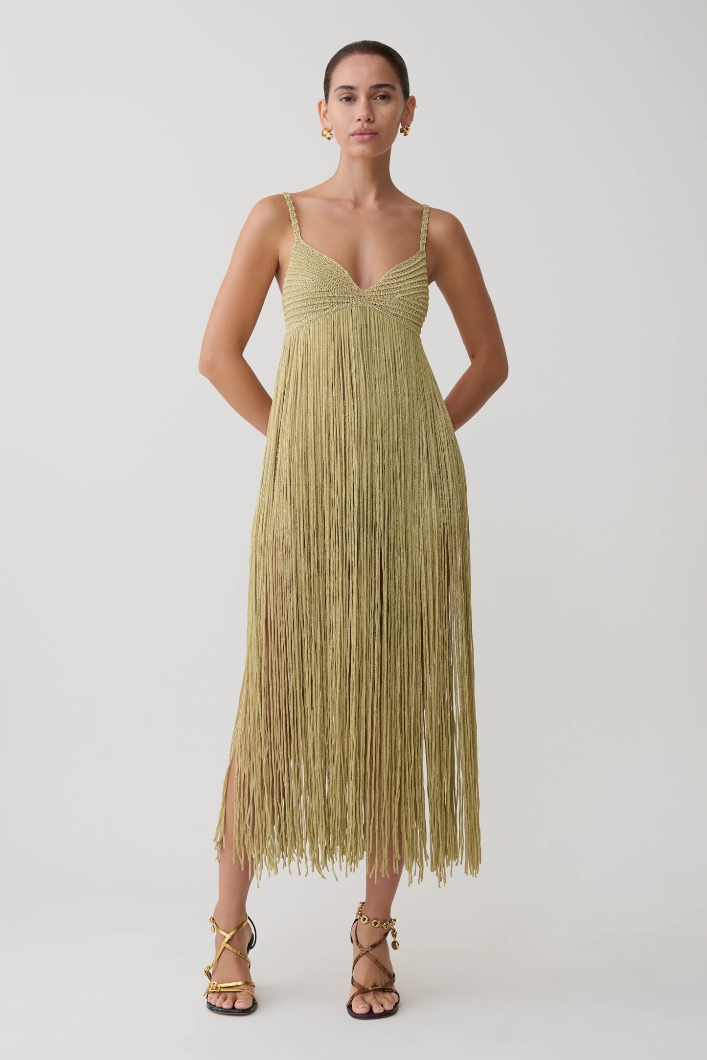 Lurex Crochet Maxi Dress - Gold