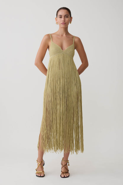 Lurex Crochet Maxi Dress - Gold