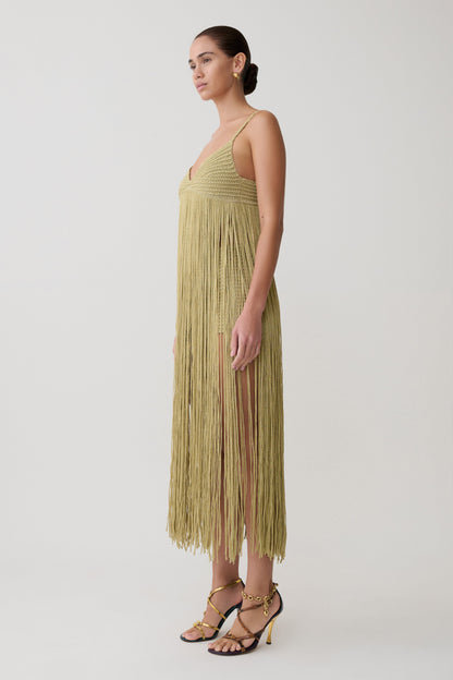 Lurex Crochet Maxi Dress - Gold