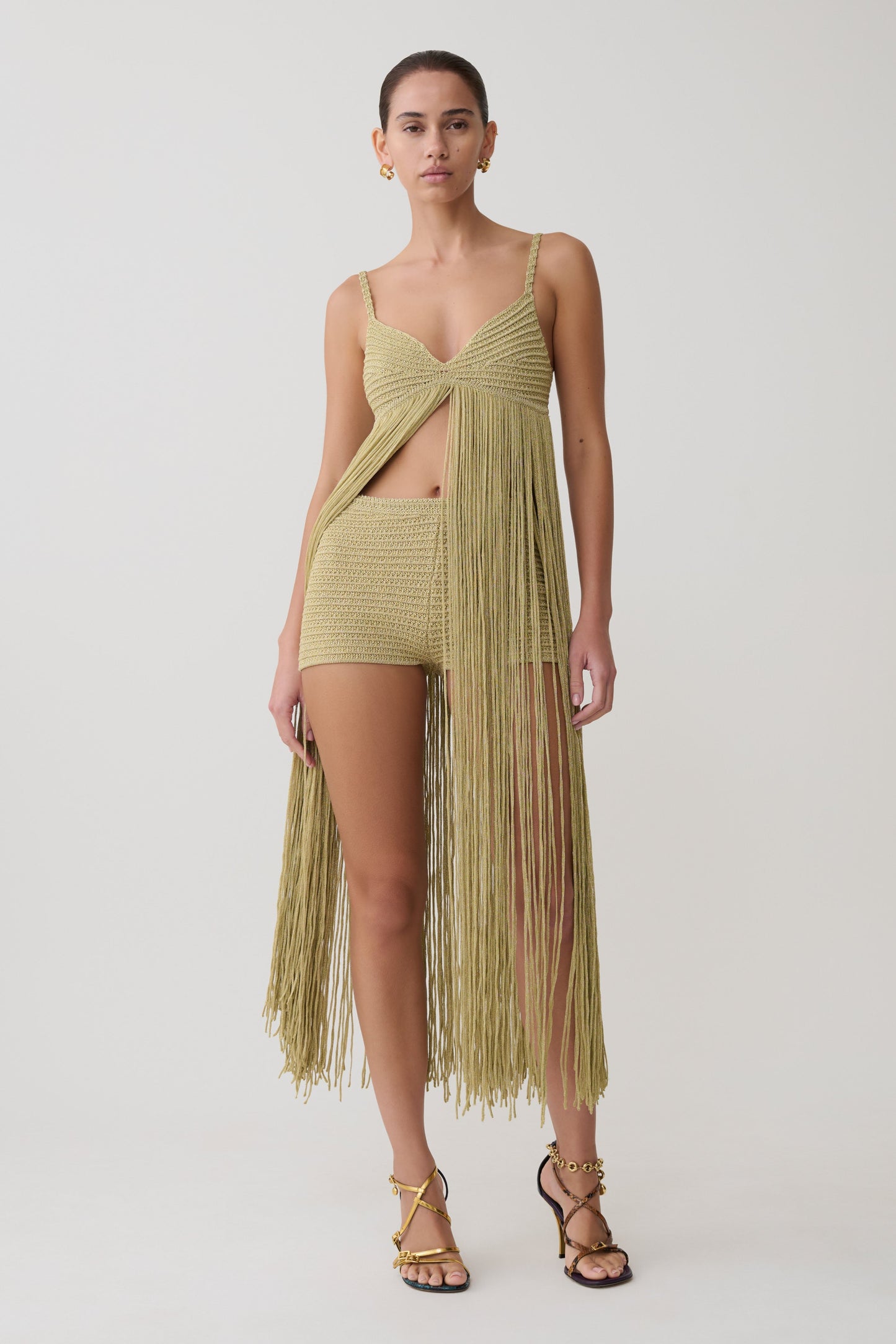 Lurex Crochet Maxi Dress - Gold